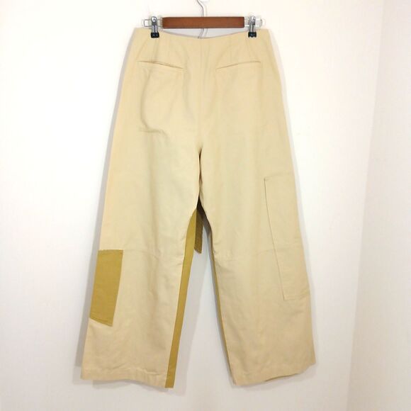 Zara Two Tone Wide Leg Pants Womens Size Medium 30 X 30 Cargo 100% Cotton Spring - Picture 6 of 11